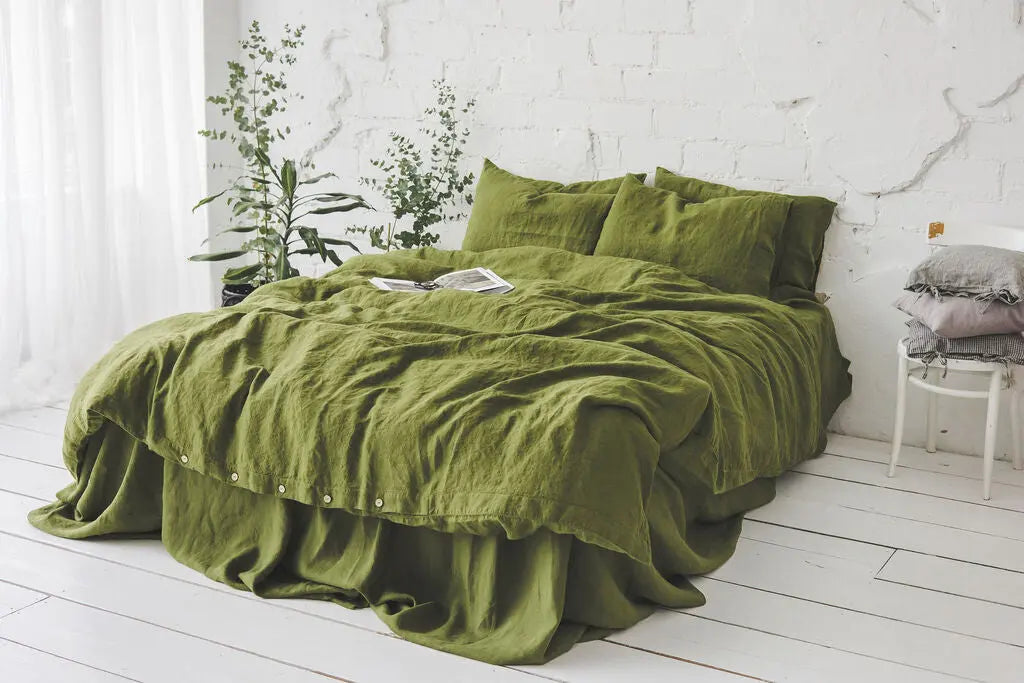 Green Moss Termoregulating Linen Bedding Set