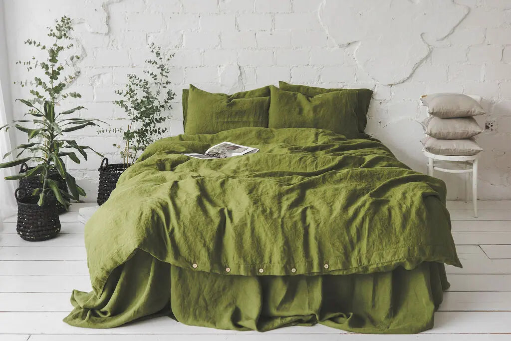 Green Moss Termoregulating Linen Bedding Set
