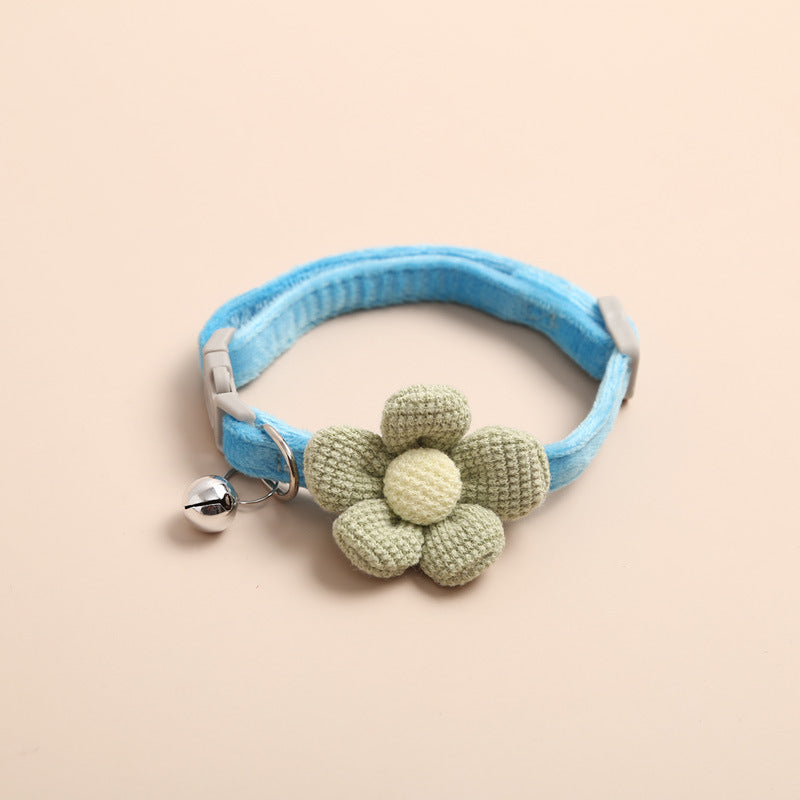 Flower Pattern Bell Dog Cat Collar