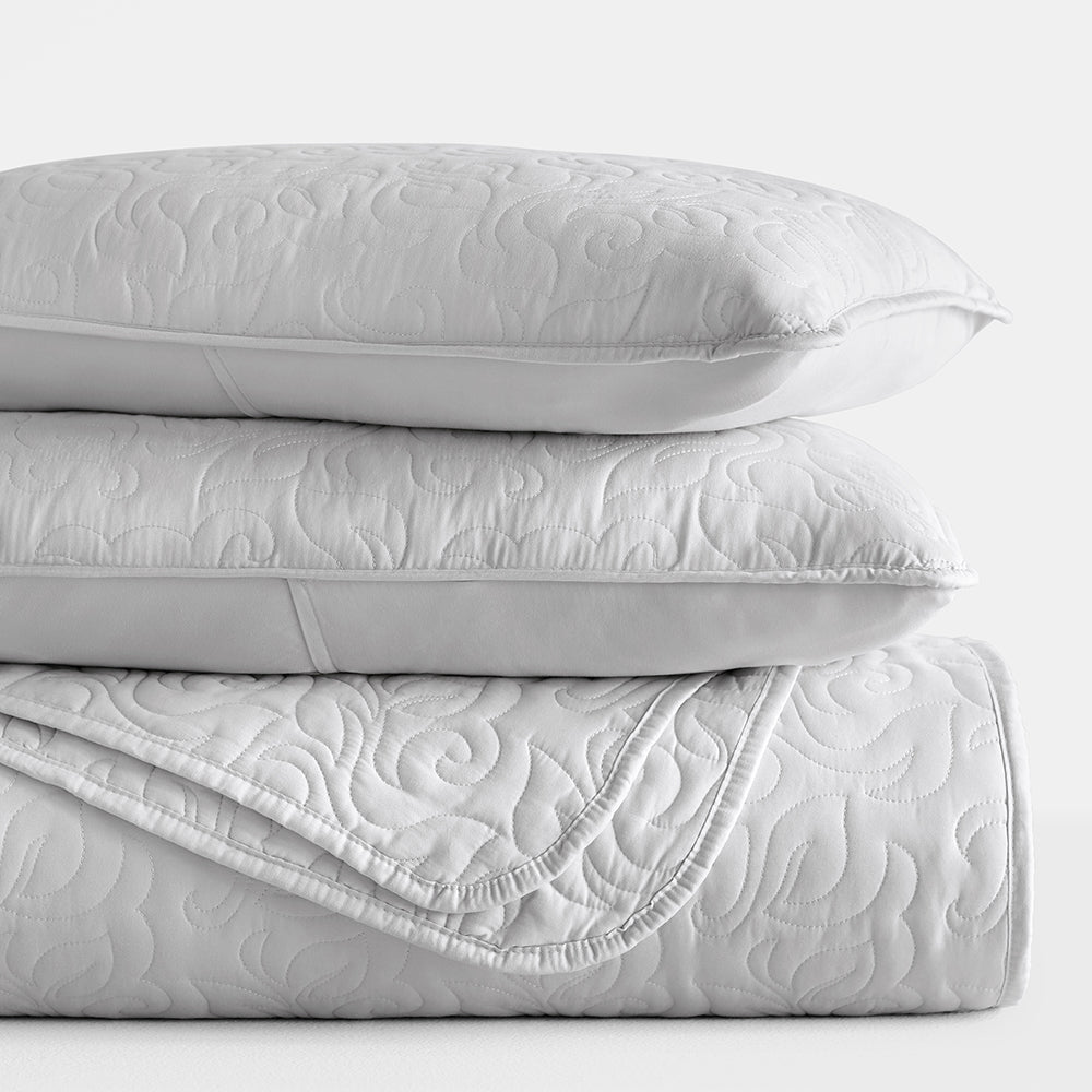 3-Piece Floral Stitch Quilted Coverlet Set