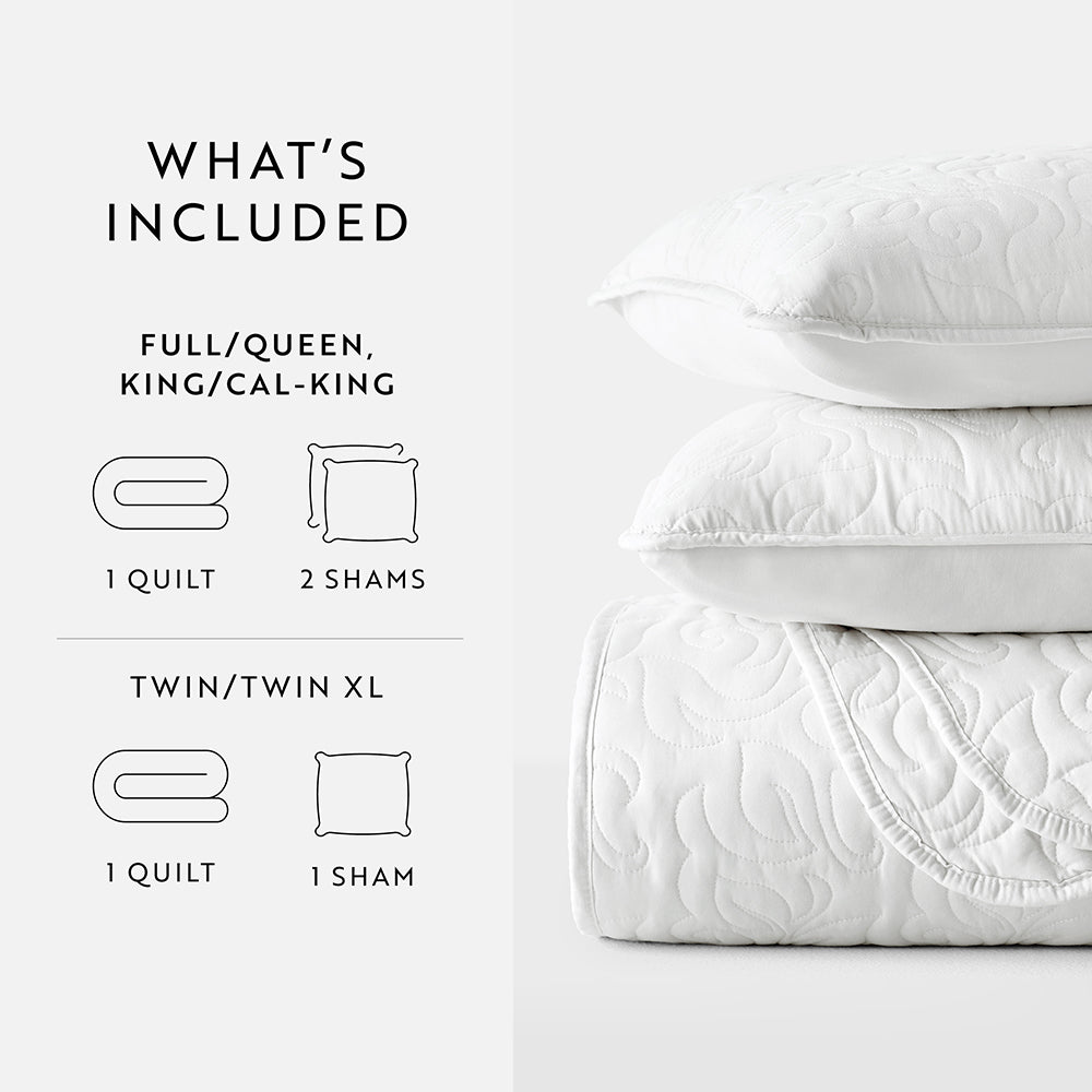 3-Piece Floral Stitch Quilted Coverlet Set