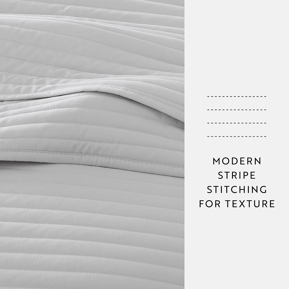3-Piece Stripe Stitch Quilted Coverlet Set