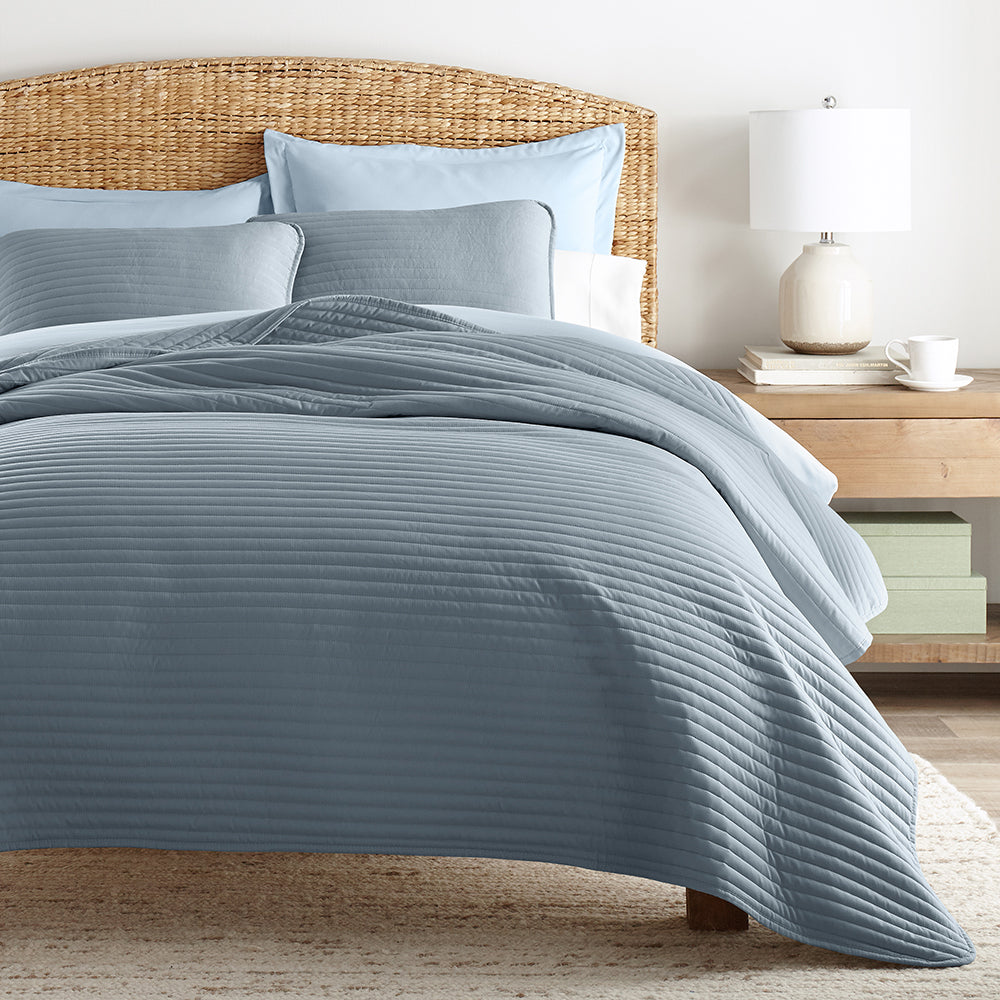 3-Piece Stripe Stitch Quilted Coverlet Set