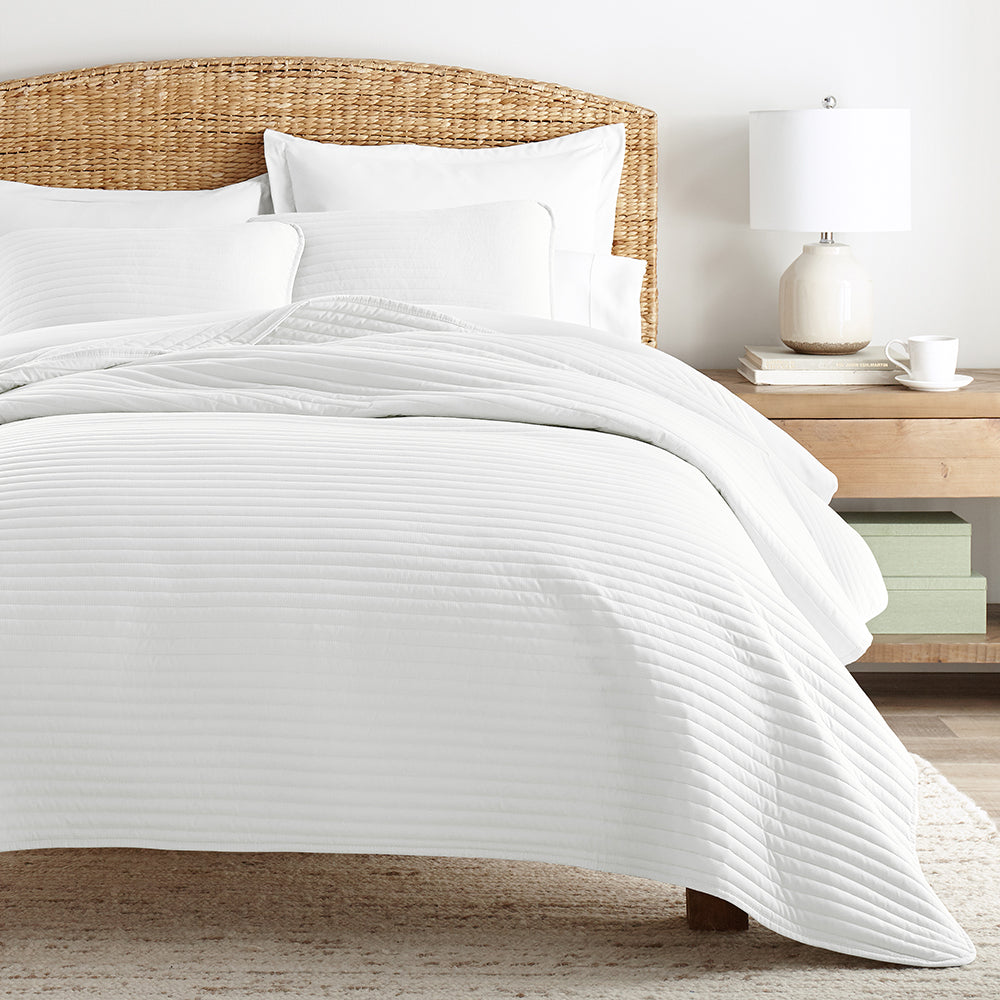 3-Piece Stripe Stitch Quilted Coverlet Set