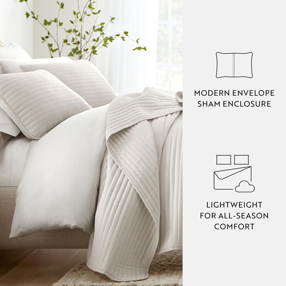 3-Piece Stripe Stitch Quilted Coverlet Set