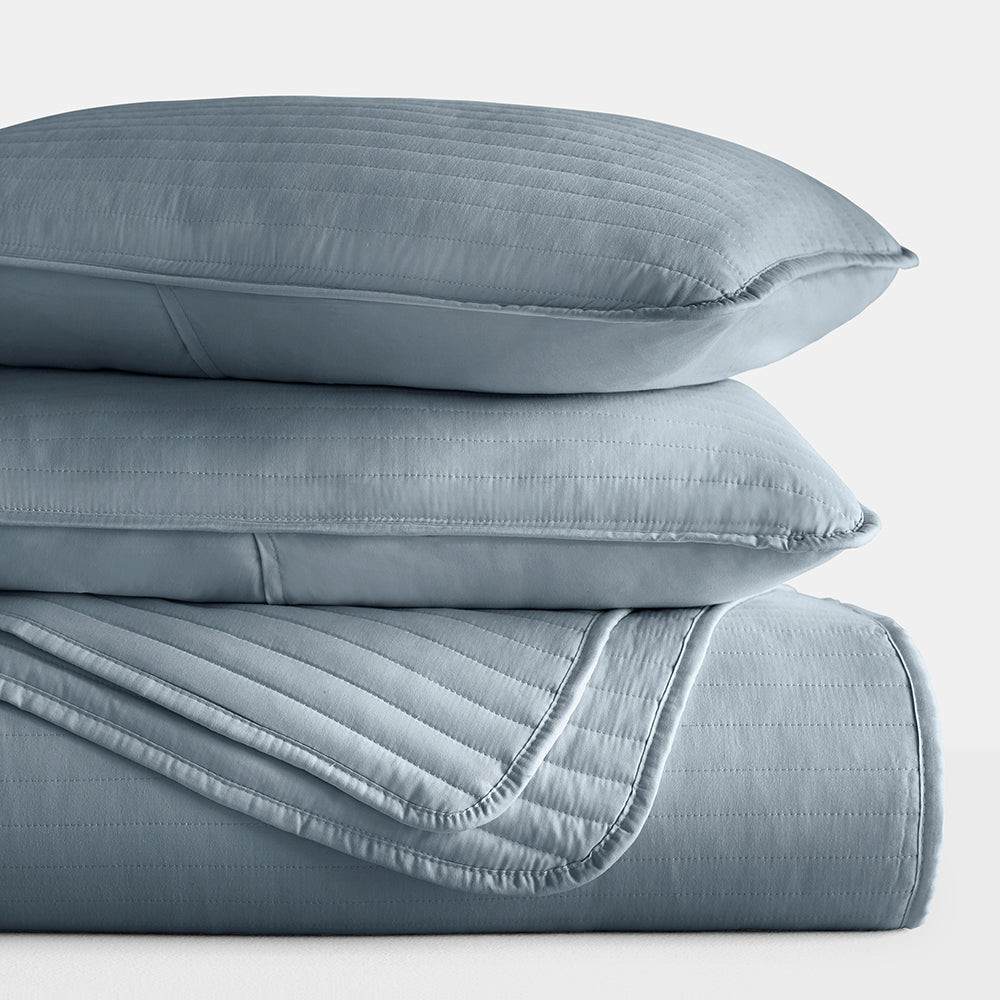 3-Piece Stripe Stitch Quilted Coverlet Set