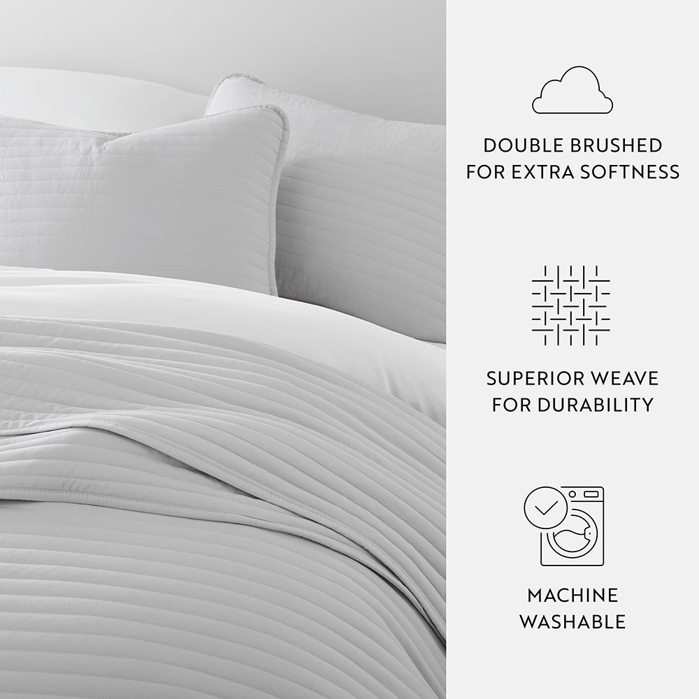 3-Piece Stripe Stitch Quilted Coverlet Set