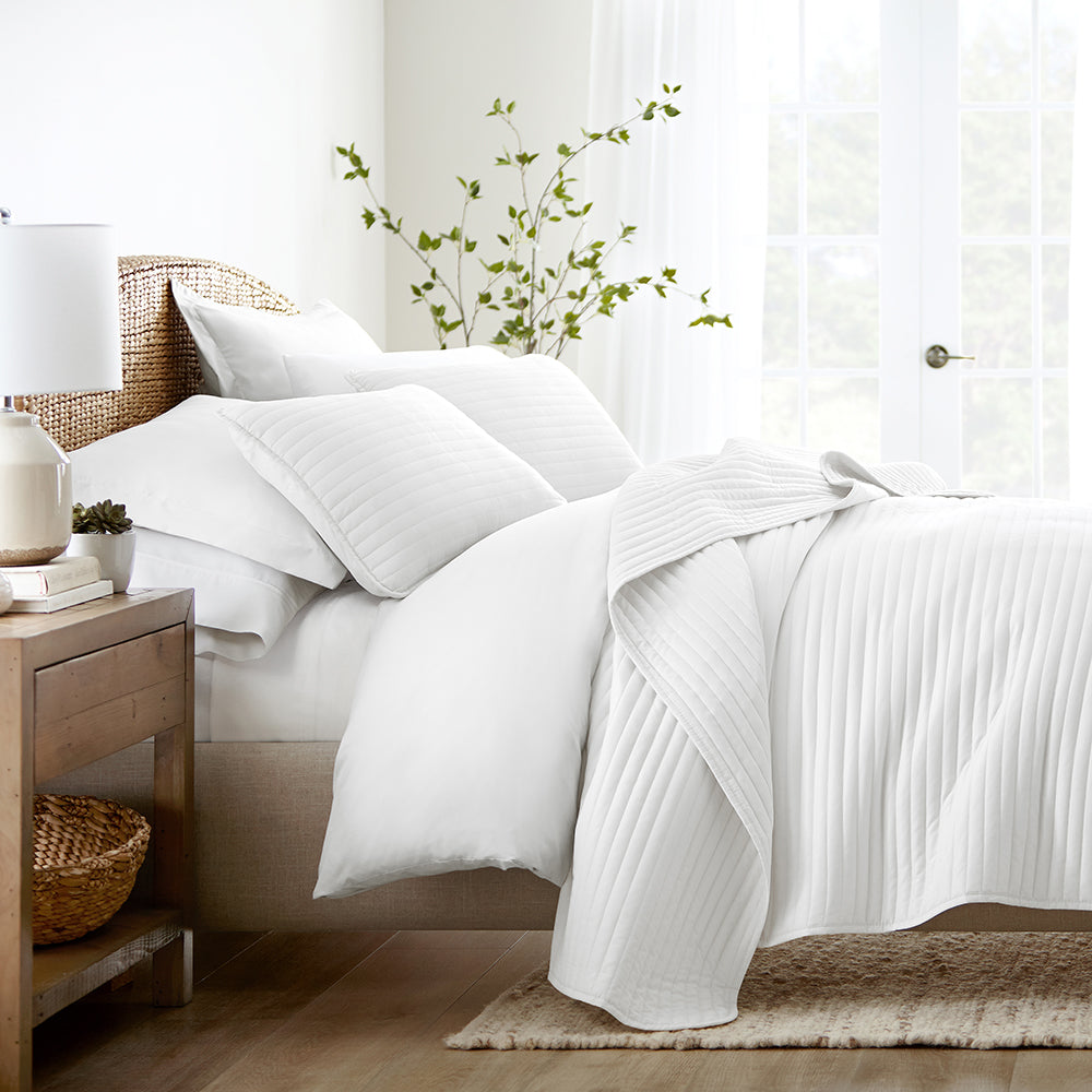 3-Piece Stripe Stitch Quilted Coverlet Set