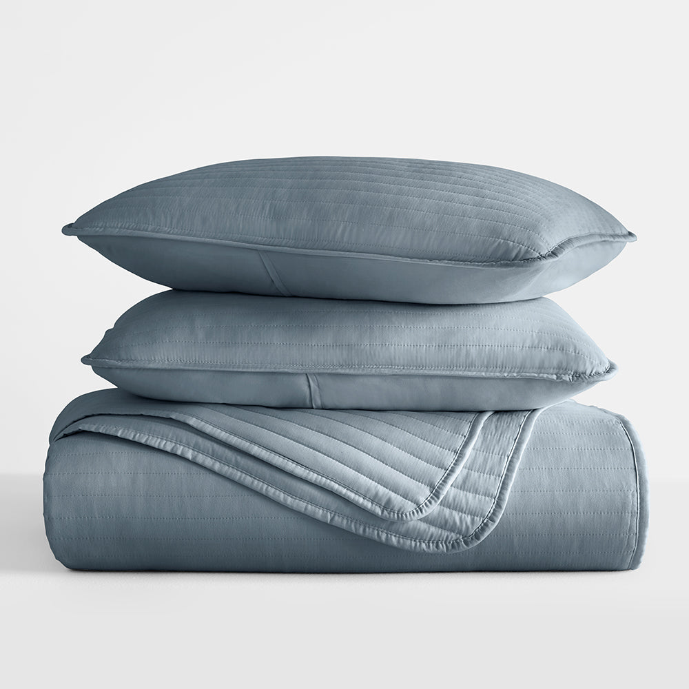 3-Piece Stripe Stitch Quilted Coverlet Set