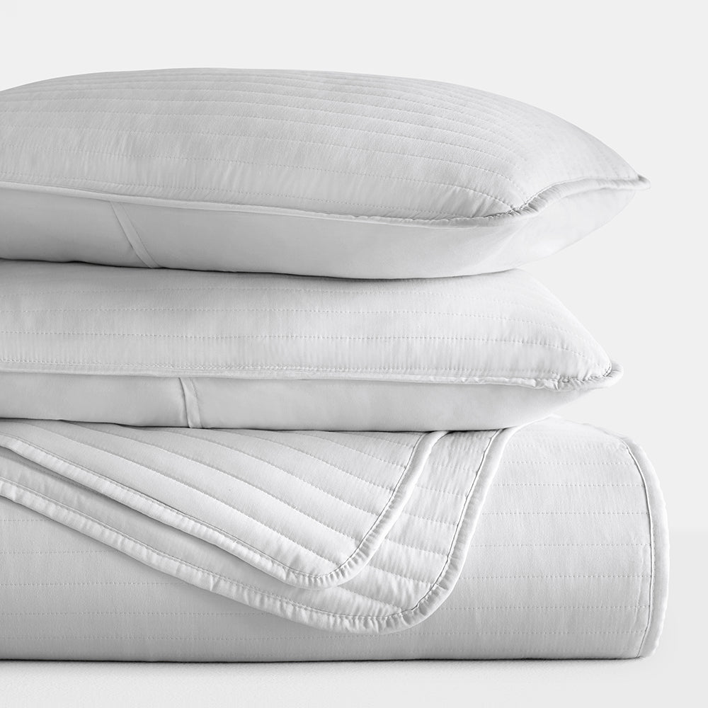 3-Piece Stripe Stitch Quilted Coverlet Set