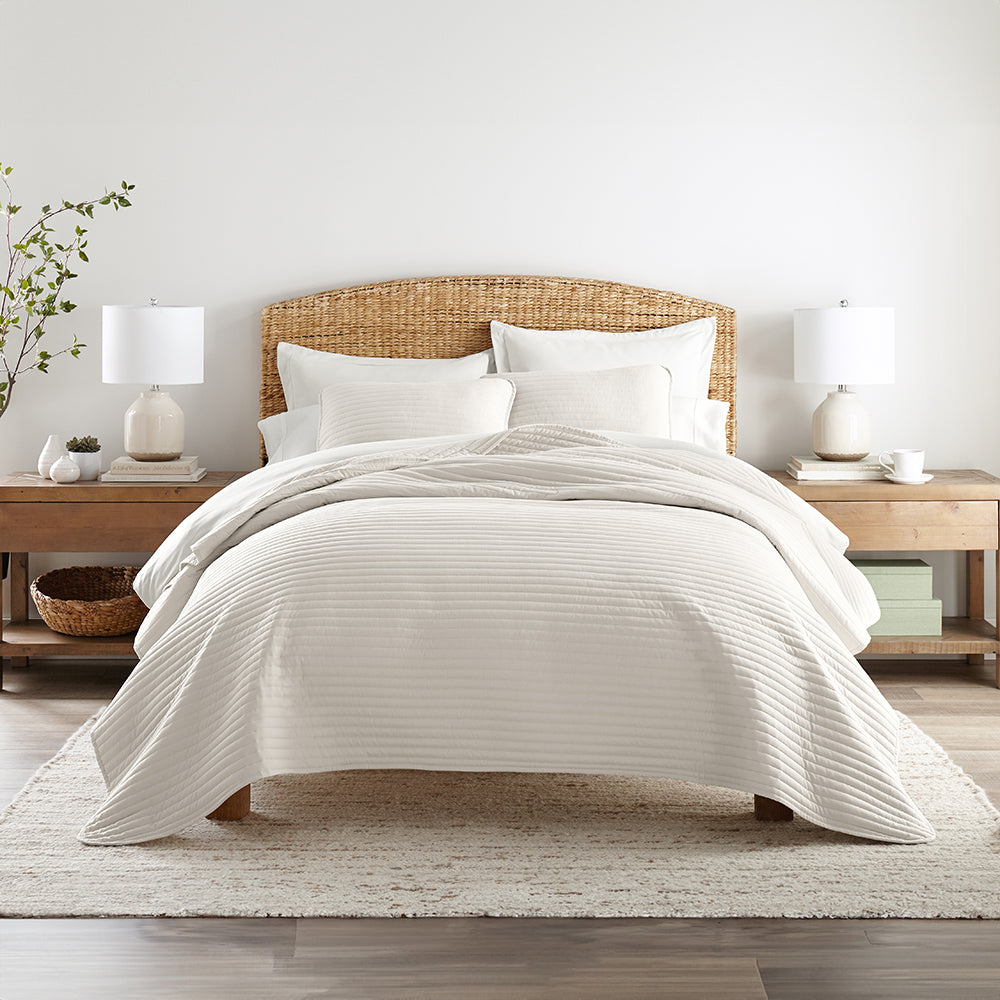 3-Piece Stripe Stitch Quilted Coverlet Set