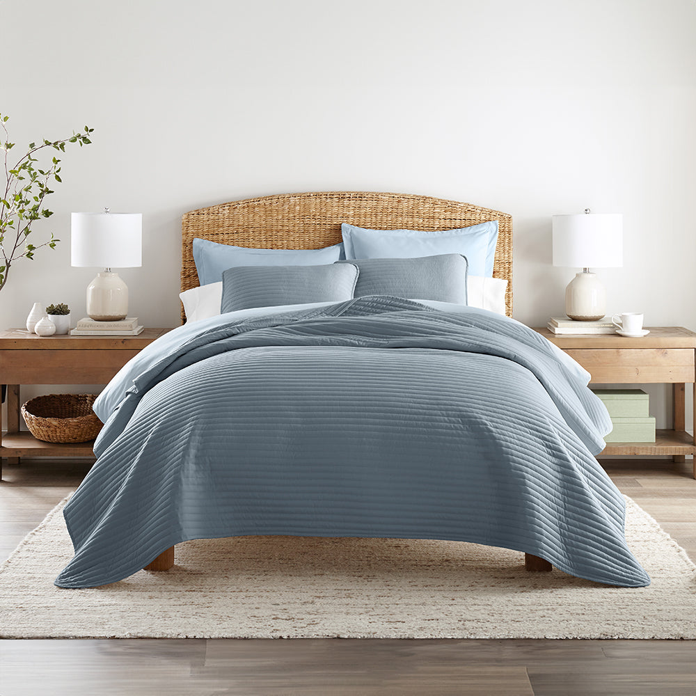 3-Piece Stripe Stitch Quilted Coverlet Set