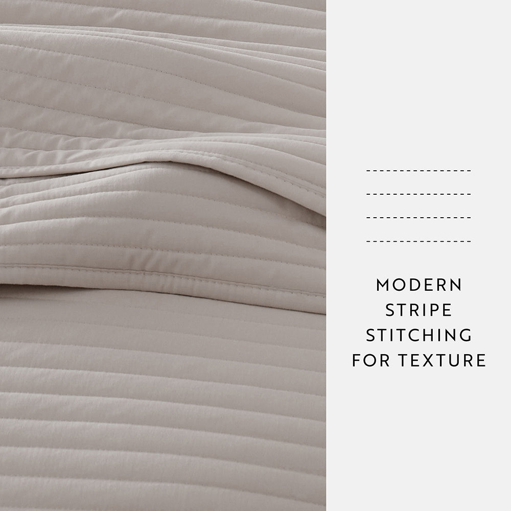 3-Piece Stripe Stitch Quilted Coverlet Set