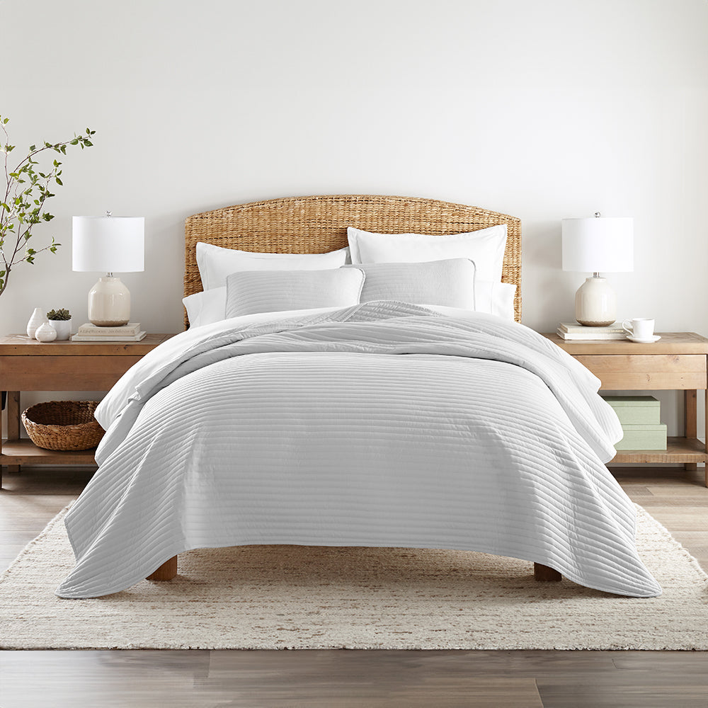 3-Piece Stripe Stitch Quilted Coverlet Set