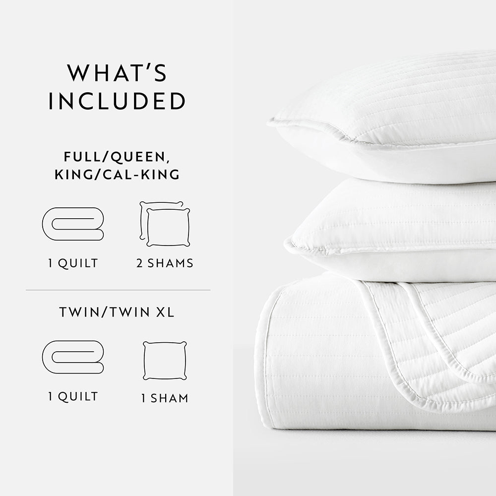 3-Piece Stripe Stitch Quilted Coverlet Set