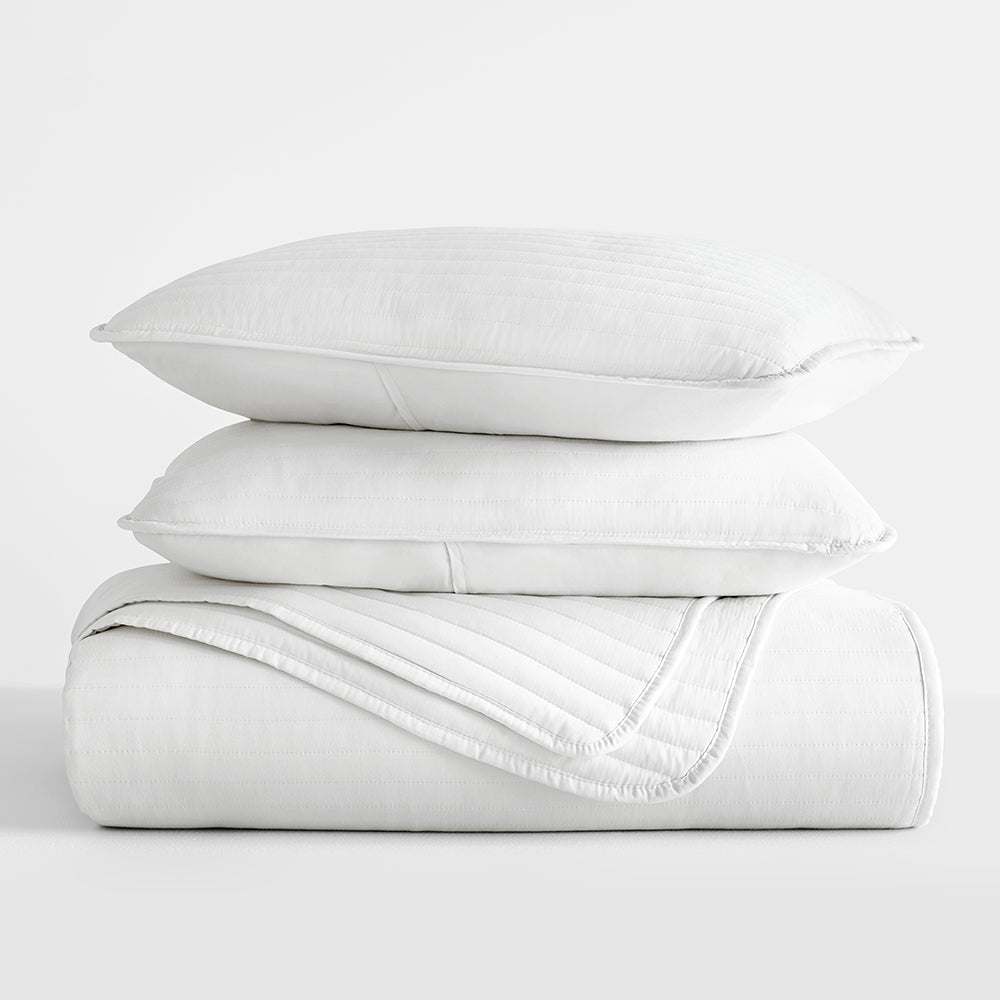 3-Piece Stripe Stitch Quilted Coverlet Set